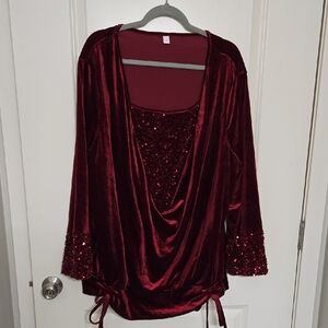 Velvet and Sequin Burgundy Top